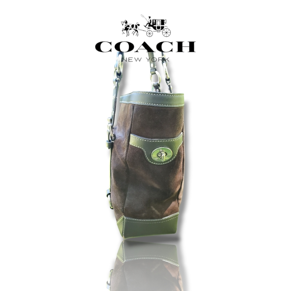 Coach F12834 Y2K Gallery Lunch Tote Chocolate Brown Suede Shoulder Bag - Picture 6 of 15